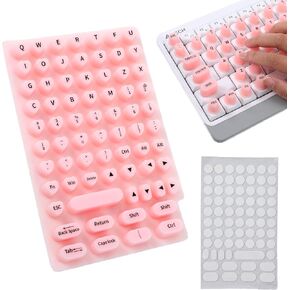 70pcs مجموعة ملصقات لوحة المفاتيح مرتفعة ، ملصقات لوحة المفاتيح للأظافر الطويلة مع الحروف ، ولوح المفاتيح اللطيف للسيليكون الوردي ، ملصقات سطح المكتب الواقية لألعاب Office Girls Associory Gift in Kuwait