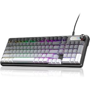 لوحة مفاتيح ألعاب IP98 - لوحة مفاتيح سلكية مع الإضاءة الخلفية RGB ، ومقاومة المياه IPX8 ، ومفاتيح شفافة PBT المطبوعة الجانبية ، مناسبة للألعاب أو العمل (الرمادي الأبيض) in Kuwait
