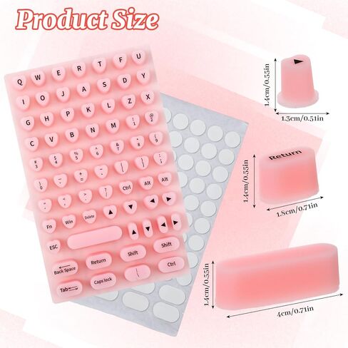 70pcs مجموعة ملصقات لوحة المفاتيح مرتفعة ، ملصقات لوحة المفاتيح للأظافر الطويلة مع الحروف ، ولوح المفاتيح اللطيف للسيليكون الوردي ، ملصقات سطح المكتب الواقية لألعاب Office Girls Associory Gift in Kuwait