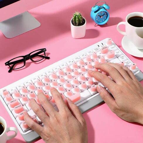 70pcs مجموعة ملصقات لوحة المفاتيح مرتفعة ، ملصقات لوحة المفاتيح للأظافر الطويلة مع الحروف ، ولوح المفاتيح اللطيف للسيليكون الوردي ، ملصقات سطح المكتب الواقية لألعاب Office Girls Associory Gift in Kuwait