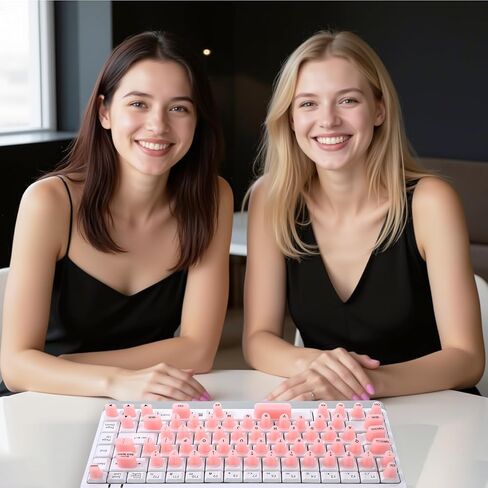 70pcs مجموعة ملصقات لوحة المفاتيح مرتفعة ، ملصقات لوحة المفاتيح للأظافر الطويلة مع الحروف ، ولوح المفاتيح اللطيف للسيليكون الوردي ، ملصقات سطح المكتب الواقية لألعاب Office Girls Associory Gift in Kuwait