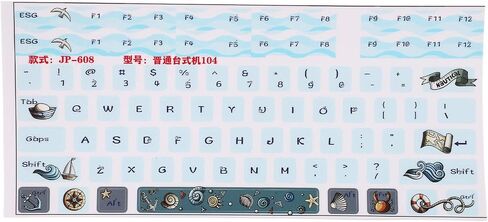 ملصقات لوحة المفاتيح لمفاتيح 84-108 ، ملصقات Keycap Cartoon Sea Cartoon PVC ، متوافقة مع معظم لوحات المفاتيح الميكانيكية ، الانتهاء in Kuwait
