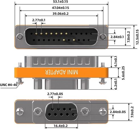 DB9 Female to DB25 Male Low Profile at Modem Mini Adapter, Orange (F/M) in Saudi Arabia