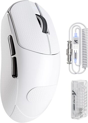 ATTACK SHARK X8 PRO Wireless Gaming Mouse,PAW 3395PRO Sensor,40K DPI,Tri-Mode,8K Polling,55g Ultra-Light,Broadcom 52840 MCU Chip,Programmable Mice with Coiled Cable for PC/MAC/Win-Black&Tape in Saudi Arabia