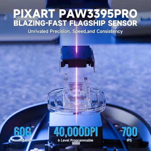 ATTACK SHARK X8 PRO Wireless Gaming Mouse,PAW 3395PRO Sensor,40K DPI,Tri-Mode,8K Polling,55g Ultra-Light,Broadcom 52840 MCU Chip,Programmable Mice with Coiled Cable for PC/MAC/Win-Black&Tape in Saudi Arabia