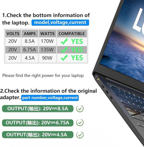 محول كمبيوتر محمول تيار متردد 170 واط لجهاز Lenovo ThinkPad P50 P51 P52 W540 W541 P15v P16v T15p، لـ Legion Y7000 Y540 Y545 Y720 Y730 20V 8.5A ADL170SCC3A محول إمداد الطاقة لشاحن الكمبيوتر المحمول in Kuwait
