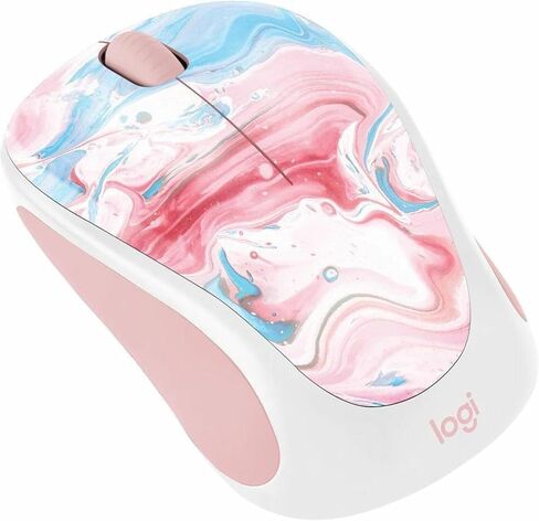 Logitech 910007055 Design Collection Limited Edition Wireless 3 -Button Ambidextros Mouse مع تصميمات ملونة - Cotton Candy (متجدد) in Kuwait