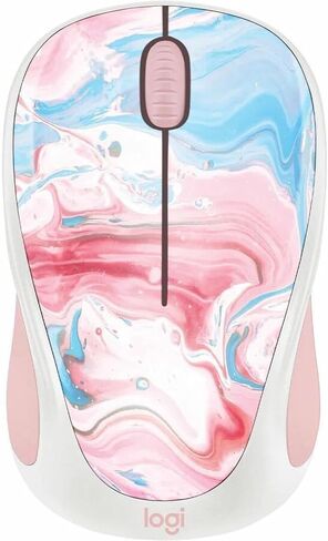 Logitech 910007055 Design Collection Limited Edition Wireless 3 -Button Ambidextros Mouse مع تصميمات ملونة - Cotton Candy (متجدد) in Kuwait