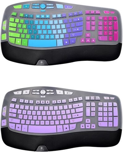 1 Pcs Rainbow Keyboard Cover and Gradient Purple Keyboard Cover for Logitech K350 MK550 MK570 Wireless Wave Keyboard in Kuwait
