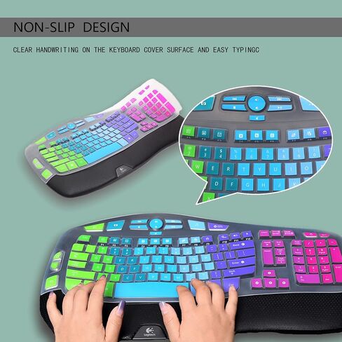 1 Pcs Rainbow Keyboard Cover and Gradient Purple Keyboard Cover for Logitech K350 MK550 MK570 Wireless Wave Keyboard in Kuwait