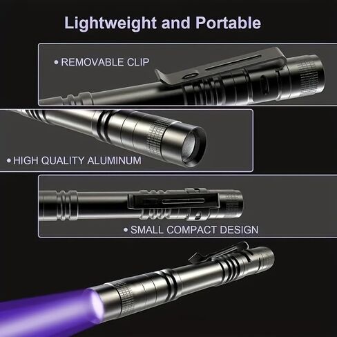 1pcs UV Blacklight Flashlight Mini Blacklight مصباح يدوي ضوء للكشف عن تسرب الماء ، بول الحيوانات الأليفة ، تفتيش الفنادق ، البقع الجافة والأصباغ in Saudi Arabia
