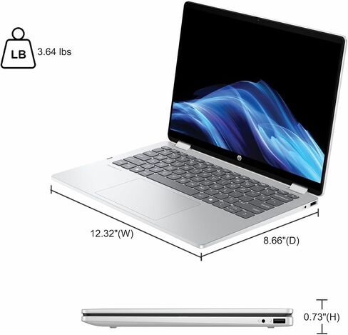 HP OmniBook 5 Flip 2-in-1 Laptop 14" WUXGA IPS Touchscreen Intel 10-core Core 7 150U 16GB RAM 1TB SSD Backlit Wi-Fi6E 5MP IR Privacy Camera Win11Pro ICP Hub in Kuwait