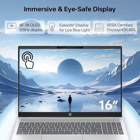 HP OMNIBOOK 7 laptop laptop -16inch 2K OLED 120HZ -INTEL CORE 9 270H BEAT AMD RYZEN 9 8945H -64GB RAM -1TB SSD -Windows 11 Pro Office 365 -Pusiness Computadora portát PC AI AI AI AI in Kuwait
