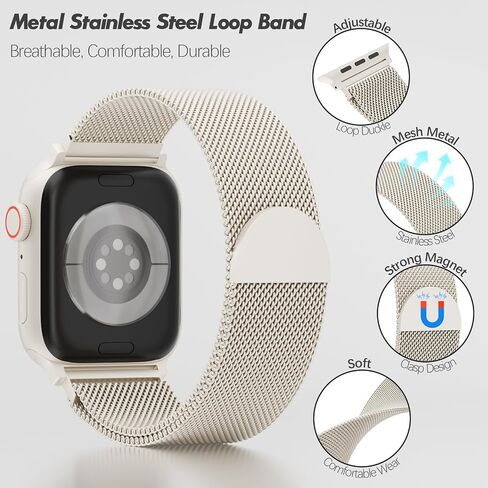 3 حزمة Metal Mesh Loop متوافقة مع Apple Watch Band 38mm 40mm 41mm 42mm 44mm 45mm 46mm 49mm نساء الرجال ، حزام مقفل مغناطيسي من الفولاذ المقاوم للصدأ لـ IWatch Series 11 10 9 8 SE 7 6 5 4 3 2 1 Ultra in Kuwait