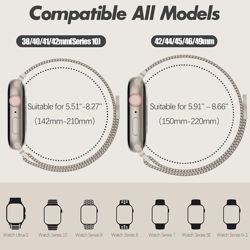 3 حزمة Metal Mesh Loop متوافقة مع Apple Watch Band 38mm 40mm 41mm 42mm 44mm 45mm 46mm 49mm نساء الرجال ، حزام مقفل مغناطيسي من الفولاذ المقاوم للصدأ لـ IWatch Series 11 10 9 8 SE 7 6 5 4 3 2 1 Ultra in Kuwait