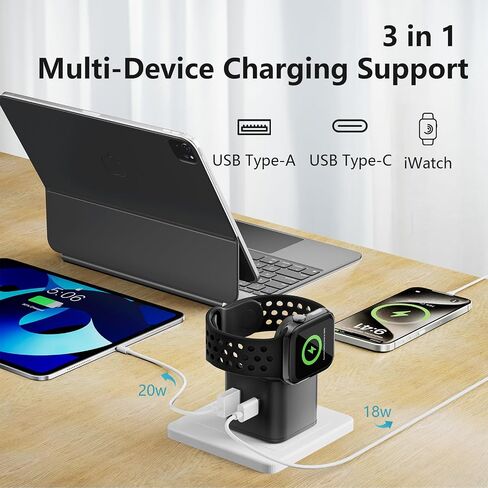 3 في 1 شاحن IWatch ، Multiport PD Fast Charger Block Brick Cube ، محول طاقة USB C لـ iPhone 12/13/14/10/16/PRO MAX ، XS/XR/X ، iPad Pro ، Samsung Galaxy & More in Saudi Arabia