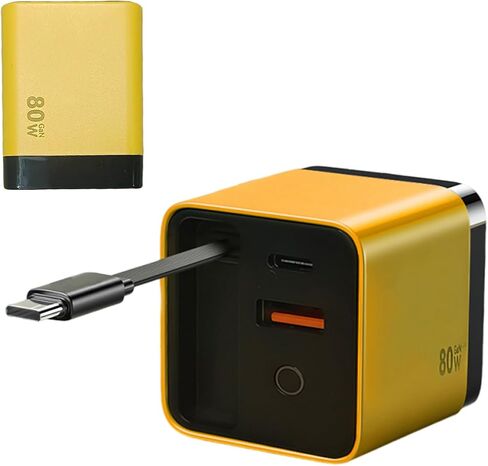 3 في 1 شاحن GAN ، وحدة شاحن سريعة 80W MAX قابلة للتطوير مع كبل C Cable ومنفذ USB ، TORBE 80 وات في سدادة جدار هاتف قابلة للسحب لأجهزة iPhone و Phone و Mustoms (أصفر) in Kuwait
