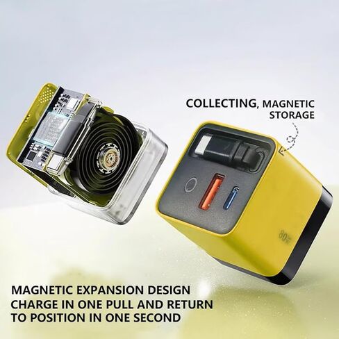 3 في 1 شاحن GAN ، وحدة شاحن سريعة 80W MAX قابلة للتطوير مع كبل C Cable ومنفذ USB ، TORBE 80 وات في سدادة جدار هاتف قابلة للسحب لأجهزة iPhone و Phone و Mustoms (أصفر) in Kuwait