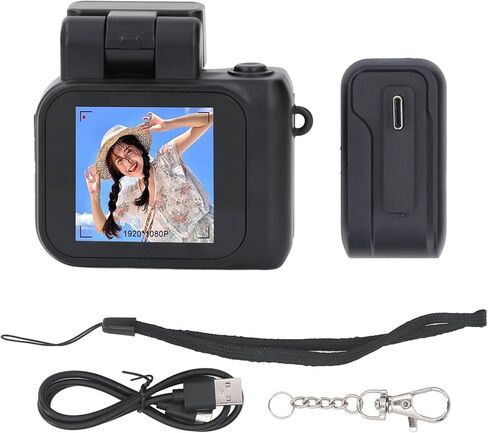 yunir mini camera keychain recorder 1080p video recorder ، 1.44 "شاشة عالية الدقة ، عمر بطارية طويل ، كاميرات صغيرة صغيرة مضغوطة ، كاميرات صغيرة محمولة للغاية مع فلاش (بطاقة ذاكرة صغيرة 64 جرام) in Kuwait