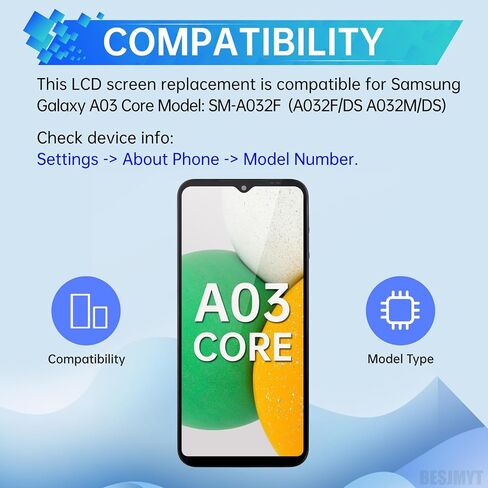 لاستبدال شاشة Samsung Galaxy A03 Core مع إطار LCD Display Discitizer Full Assembly Fix Glass مع أدوات الإصلاح مجموعة SM-A032F (A032F/DS A032M/DS) in Kuwait