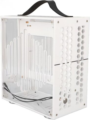 23x20.5x12cm Miniature ITX PC Case, Clear Arcylic PC Case Portable DIY Desktop Computer Case 360 Degree Open Hollow Airflow Case, Miniature ITX Desktop Computer Case (Black) in Saudi Arabia