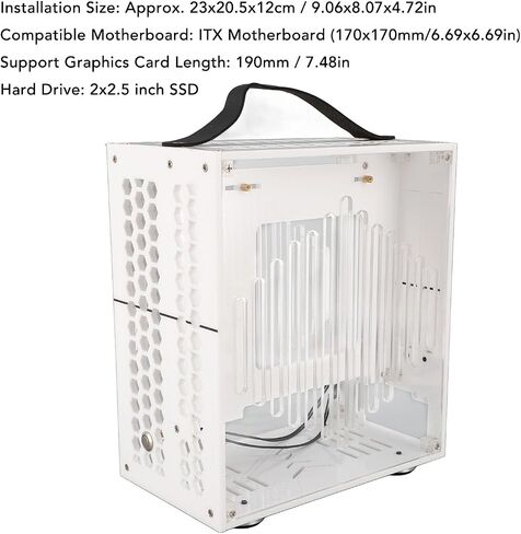 23x20.5x12cm Miniature ITX PC Case, Clear Arcylic PC Case Portable DIY Desktop Computer Case 360 Degree Open Hollow Airflow Case, Miniature ITX Desktop Computer Case (Black) in Saudi Arabia