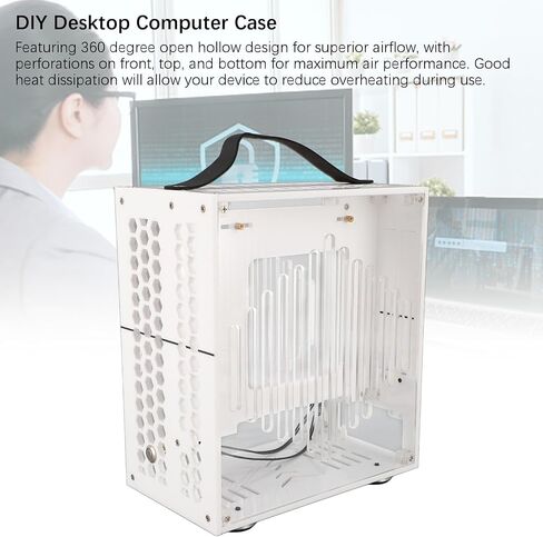 23x20.5x12cm Miniature ITX PC Case, Clear Arcylic PC Case Portable DIY Desktop Computer Case 360 Degree Open Hollow Airflow Case, Miniature ITX Desktop Computer Case (Black) in Saudi Arabia