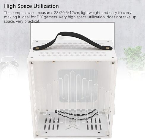 23x20.5x12cm Miniature ITX PC Case, Clear Arcylic PC Case Portable DIY Desktop Computer Case 360 Degree Open Hollow Airflow Case, Miniature ITX Desktop Computer Case (Black) in Saudi Arabia