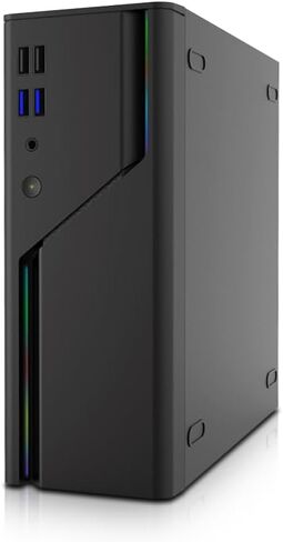 A09R Mini Computer Case مع شريط LED RGB ، 4 منافذ USB ، سطح مكتب نحيف ، أسود in Saudi Arabia