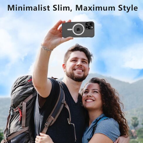 Slim Case for iPhone 16 Pro Max, 1.9mm Minimalist Phone Case Compatible with MagSafe (38 Magnets), Thin Light Translucent Anti-Scratch (Basalt Black, iPhone 16 Pro Max) in Kuwait