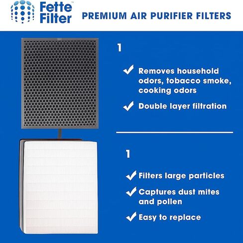 Fette Filter - FLT9200 True HEPA Air Purifier Filter H and Carbon Combo Pack Compatible with FLT9200 for AC9200 Air Purifier - (1 HEPA & 1 Carbon Filter) in Saudi Arabia