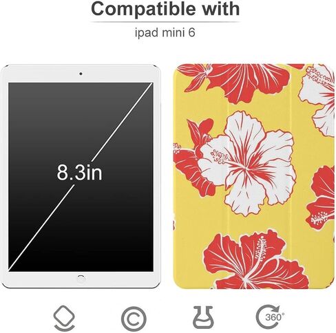 علبة زهور الكركديه مع حامل القلم رفيع الوزن ثلاثي الأوزان متوافق مع iPad mini 4/5/6 mini4/5 （7.9in） in Saudi Arabia