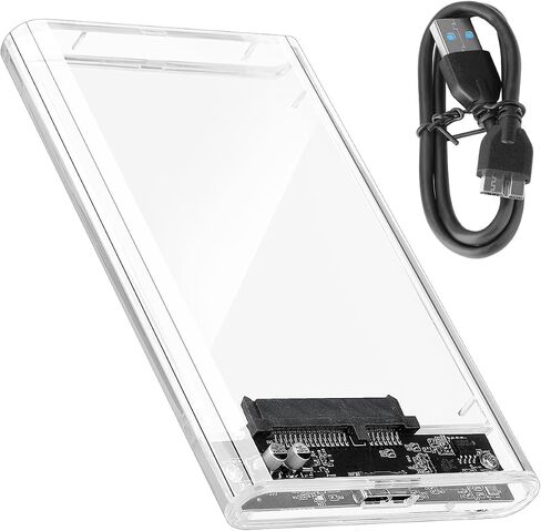2.5" Hard Drive Enclosure USB 3.0 to SATA III Adapter Tool-Free Clear for 2.5 Inch SSD & HDD 9.5mm 7mm External Hard Drive Case,Up to 6TB in Saudi Arabia