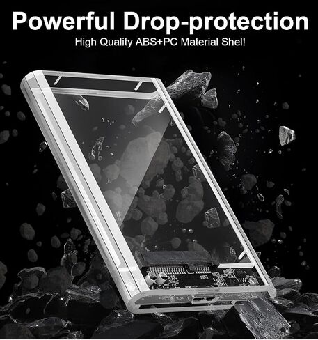 2.5" Hard Drive Enclosure USB 3.0 to SATA III Adapter Tool-Free Clear for 2.5 Inch SSD & HDD 9.5mm 7mm External Hard Drive Case,Up to 6TB in Saudi Arabia