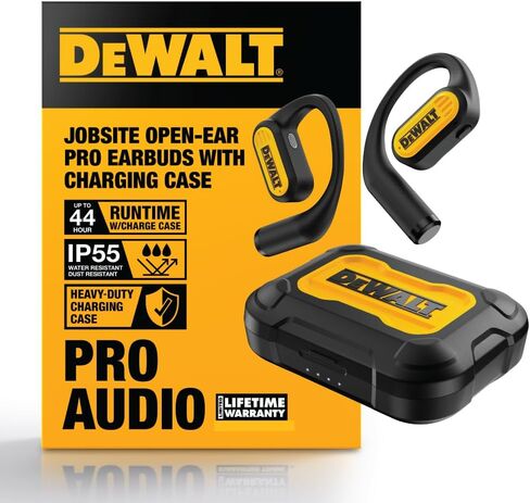 DEWALT Heavy Duty Open Ear Headphones, Bluetooth 5.3 Wireless Earbuds with 44Hrs Runtime, Jobsite Premium Sound True Wireless Air Conduction Open Ear Earbuds with Earhooks for Worksites and Workouts in Saudi Arabia