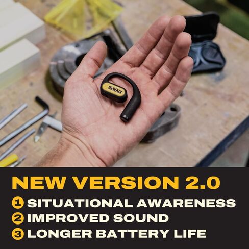 DEWALT Heavy Duty Open Ear Headphones, Bluetooth 5.3 Wireless Earbuds with 44Hrs Runtime, Jobsite Premium Sound True Wireless Air Conduction Open Ear Earbuds with Earhooks for Worksites and Workouts in Saudi Arabia