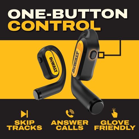 DEWALT Heavy Duty Open Ear Headphones, Bluetooth 5.3 Wireless Earbuds with 44Hrs Runtime, Jobsite Premium Sound True Wireless Air Conduction Open Ear Earbuds with Earhooks for Worksites and Workouts in Saudi Arabia