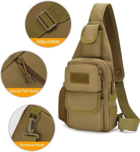 Tactical Sling Crossbody Backpack for Men, Handiness Skiing, Lightweight Daypack for Hiking Travel, Brown in Saudi Arabia