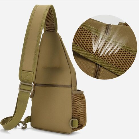 Tactical Sling Crossbody Backpack for Men, Handiness Skiing, Lightweight Daypack for Hiking Travel, Brown in Saudi Arabia