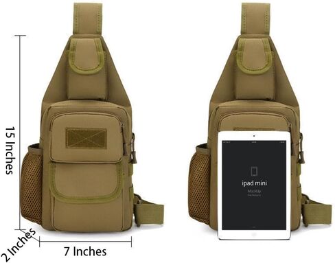 Tactical Sling Crossbody Backpack for Men, Handiness Skiing, Lightweight Daypack for Hiking Travel, Brown in Saudi Arabia