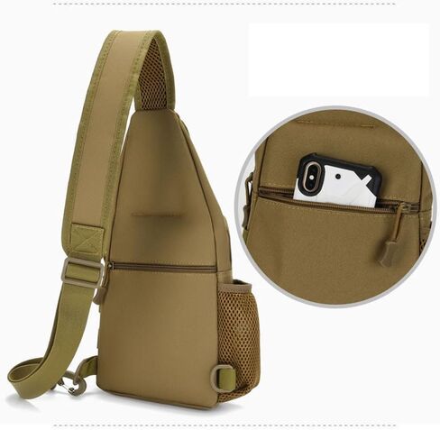 Tactical Sling Crossbody Backpack for Men, Handiness Skiing, Lightweight Daypack for Hiking Travel, Brown in Saudi Arabia