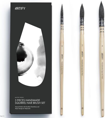 ARTIFY Professional Natural Squirrel Hair Quill Watercolour Brushes | Mop Round Fine Tip Watercolor Paint Brush for Large Strokes Smudging | Ideal for Watercolor and Gouache Painting (#0) in Kuwait