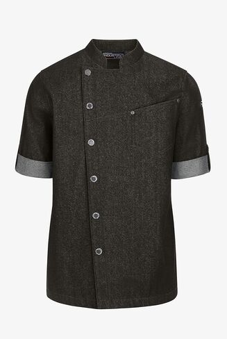 معطف الشيف من الدنيم الفاخر غير المتماثل للرجال مع ألواح جانبية شبكية (S-3X) in Kuwait