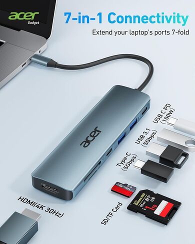 Acer 7 in 1 USB C Hub حزمة مع الماوس اللاسلكي in Kuwait