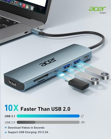 Acer 7 in 1 USB C Hub حزمة مع الماوس اللاسلكي in Kuwait