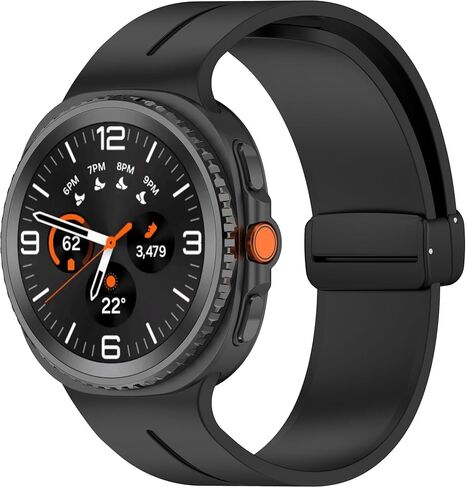 فرقة رياضية متوافقة مع Samsung Galaxy Watch 8 40mm/44mm/Classic 46mm 2025 ، حزام سيليكون ناعم مع مشبك مغناطيسي للرجال نساء (أسود) in Kuwait