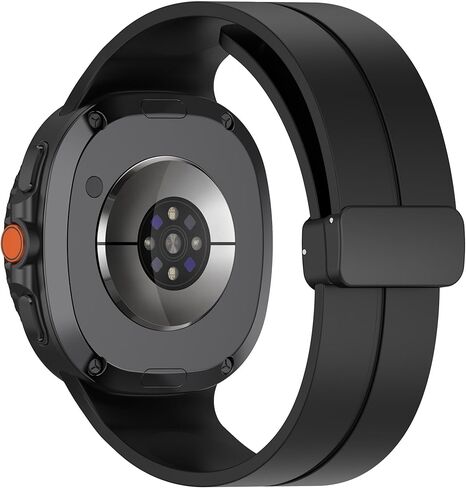 فرقة رياضية متوافقة مع Samsung Galaxy Watch 8 40mm/44mm/Classic 46mm 2025 ، حزام سيليكون ناعم مع مشبك مغناطيسي للرجال نساء (أسود) in Kuwait