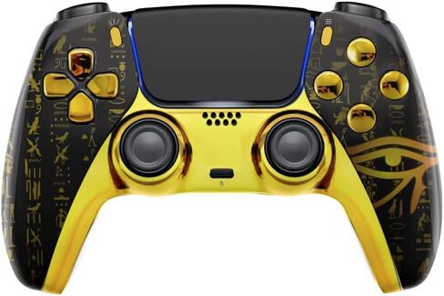 وحدة تحكم لاسلكية Moddedzone لـ PS5 مع تصاميم حصرية وفريدة متوافقة مع PlayStation 5 - هدية عيد الميلاد المثالية لعشاق الألعاب - مصنوعة بخبرة في الولايات المتحدة الأمريكية الذهب in Kuwait
