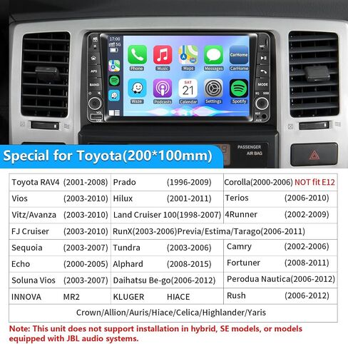 راديو سيارة لـ Toyota 4Runner 2003-2009 ، لـ Tundra 2003-2006 ، من أجل Sequoia 2003-2007， 7 بوصة من شاشة تعمل باللمس مع كاميرا احتياطية مجانية من IPS مع Carplay و Android Auto & Mirror. in Kuwait