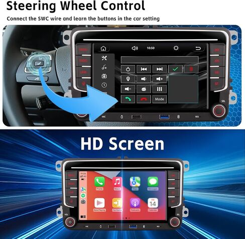 Car Audio for VW System Upgrade OEM Hi-Fi Sound Quality | BT 5.0 with Wireless Carplay Andriod Auto DSP Car Radio System Smart Sound Adjustment | Plug-and-Play for VW Golf 5 6 /Passat/Jetta/Caddy in Saudi Arabia